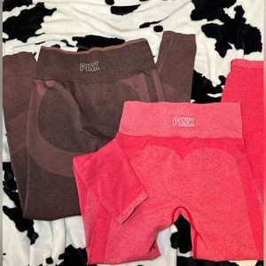 2 pairs of size Small Victorias Secret- Pink Seamless workout legging.